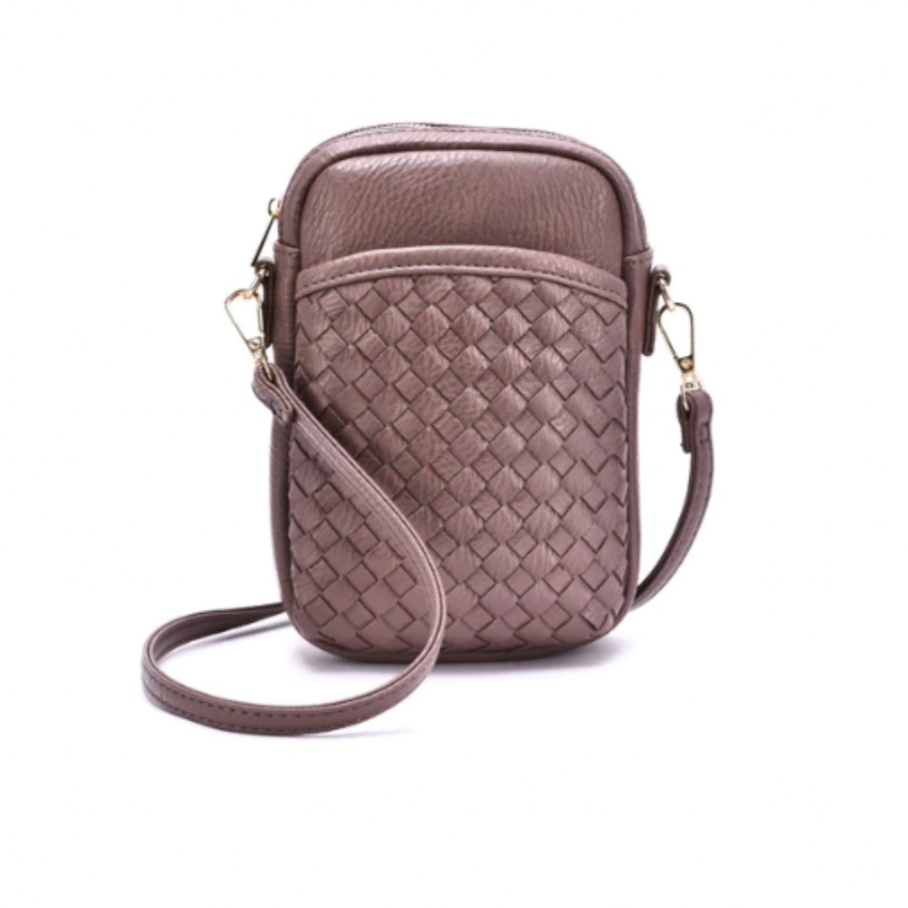 Mellow World NWT Woven Faux Leather Sara Crossbody Zip Around Purse